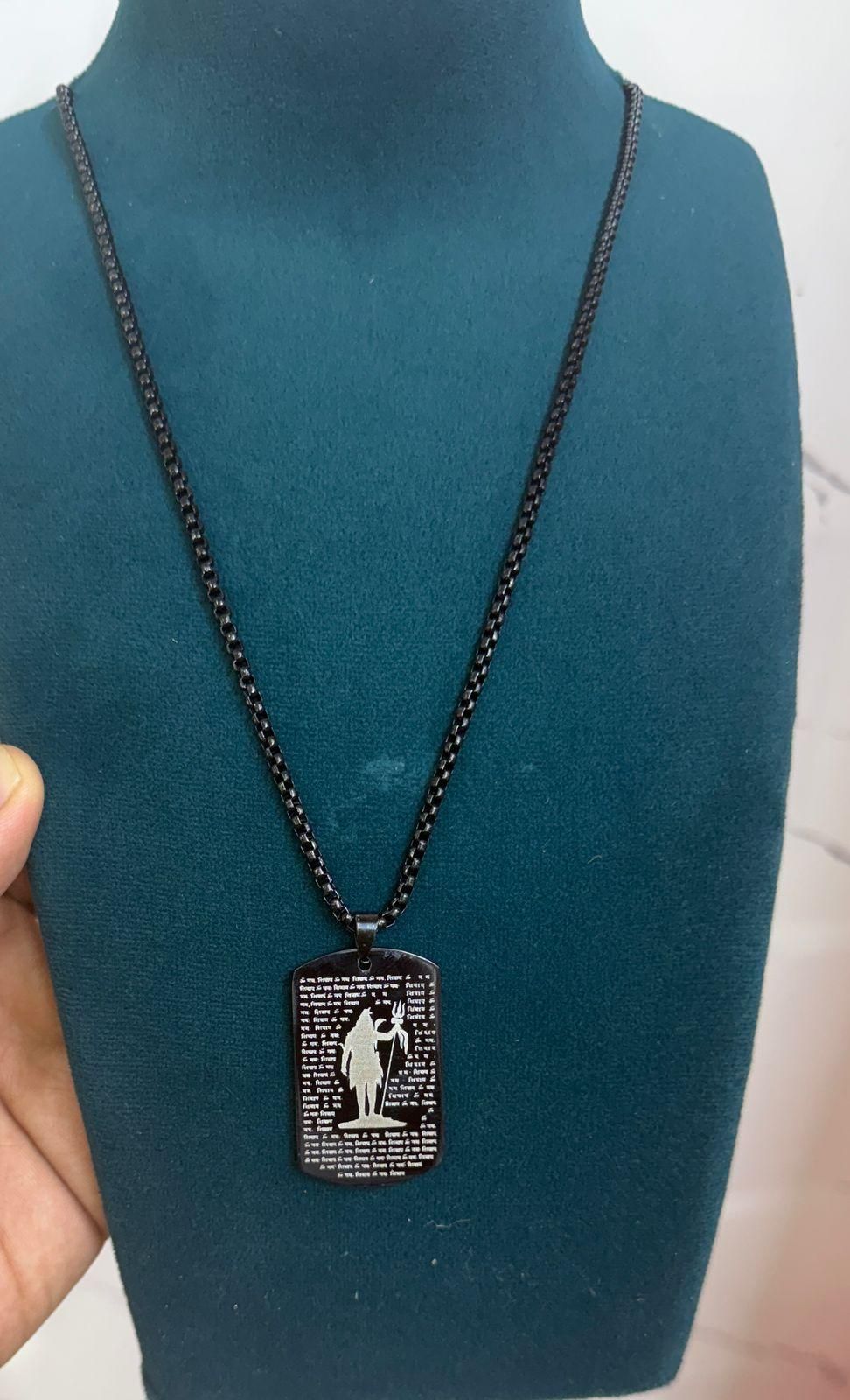 108 Om Namah Shivay MicroCarved Tag Pendent with Chain - Hook2Cart