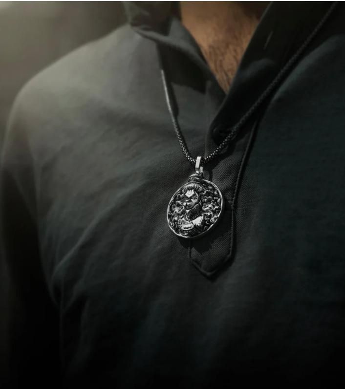 Hanuman Ji Pendant Oxodaised Silver Chain - Hook2Cart
