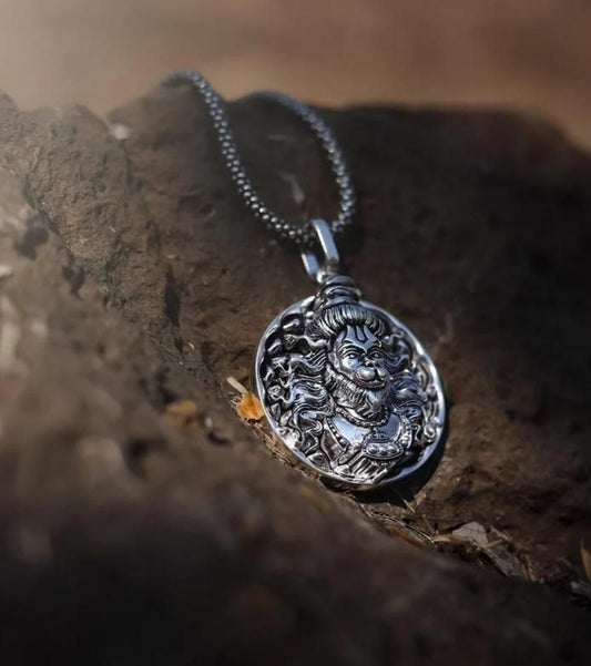 Hanuman Ji Pendant Oxodaised Silver Chain - Hook2Cart